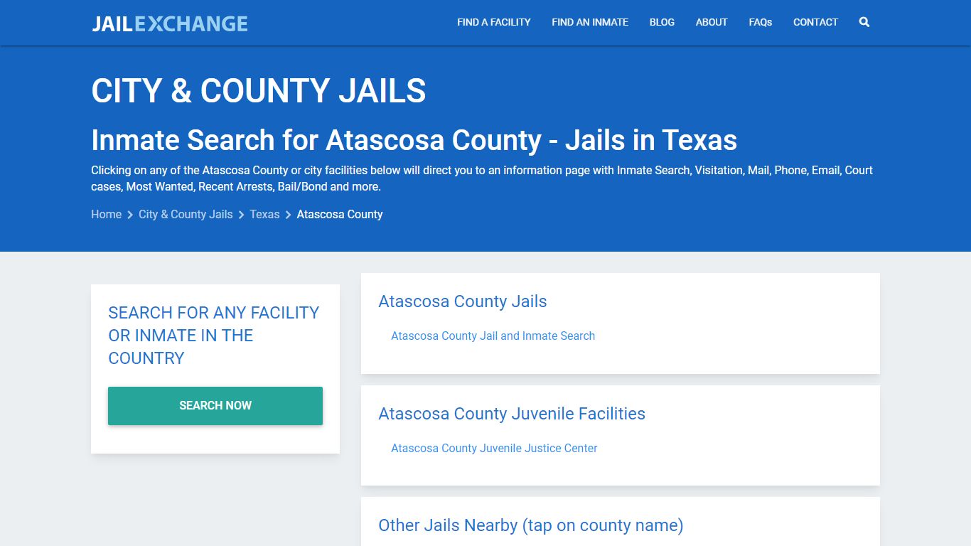 Inmate Search for Atascosa County | Jails in Texas - Jail Exchange